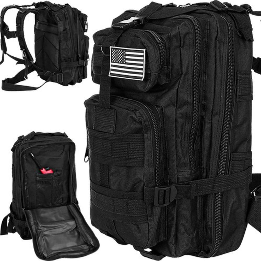 Trizand militārā pārgājiena mugursoma 20L — Melna